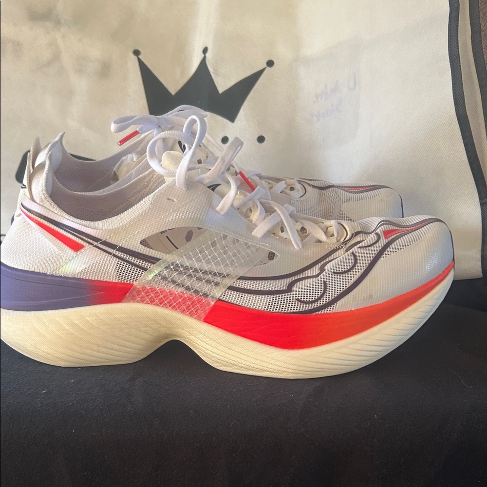 Saucony White, Red, and Purple Sneakers